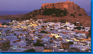 The village of Lindos. In the back the acropolis of Lindos.