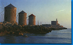 The windmills at the yacht harbor of Rhodes.