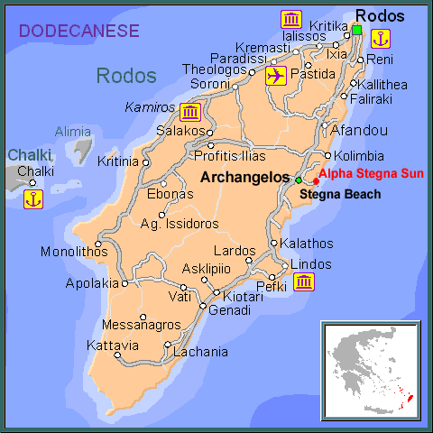 Map of Rhodos - Rhodes - Rodi - Rodas - Rodos